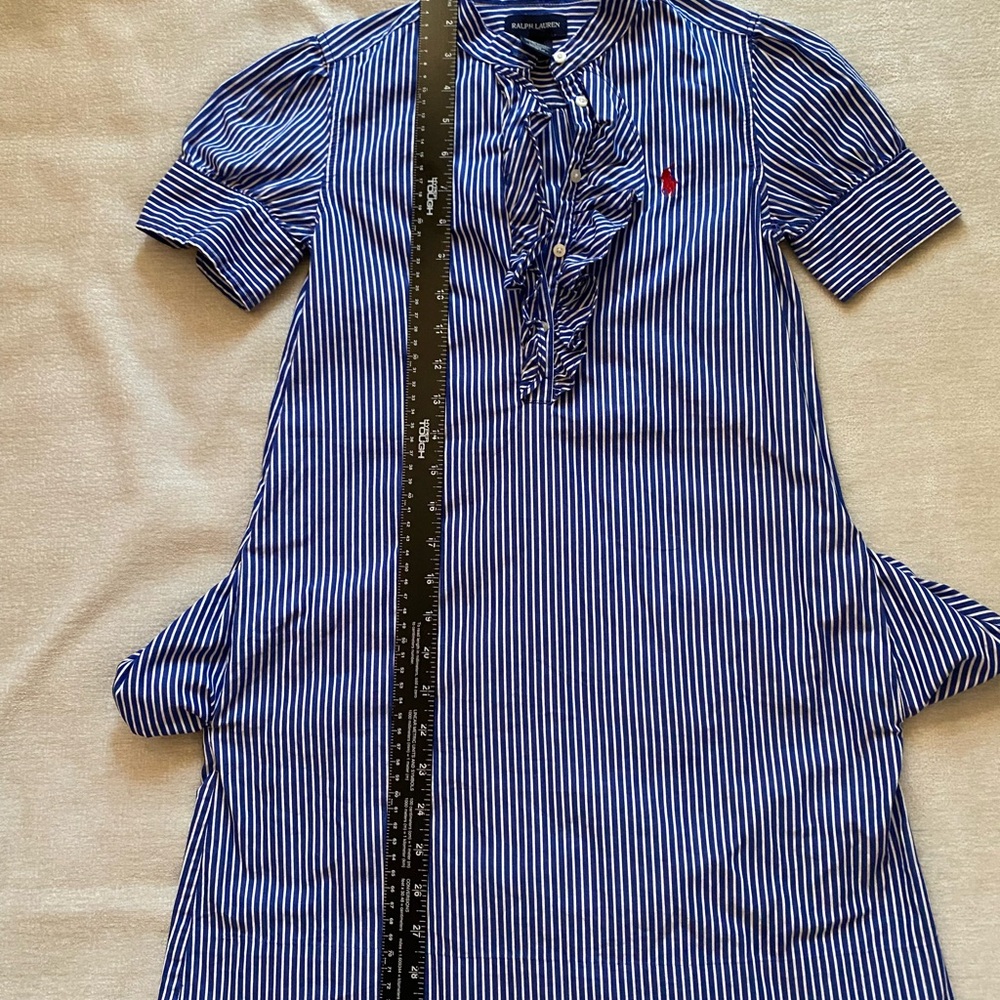 NWOT Girls 10 Ralph Lauren Kids Navy and White Striped Dress with Pockets - Picture 7 of 7